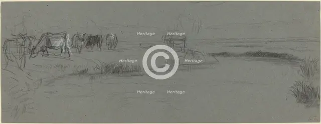 River Bank with Cattle, probably after 1850. Creator: Constant Troyon.