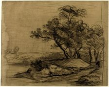 River Bank with Trees (recto), 1796/1837. Creator: John Constable