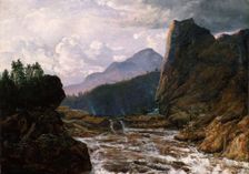 River between steep Rocks, 1857. Creator: Johan Christian Dahl