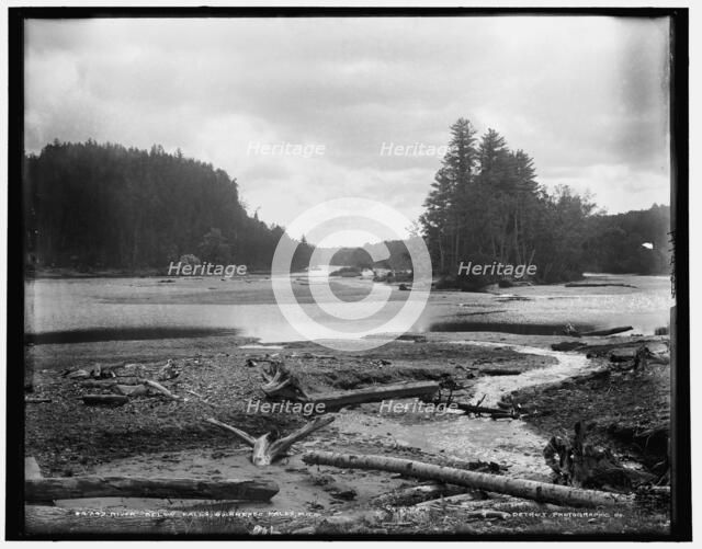 River below falls, Quinnesec [sic] Falls, Mich., between 1880 and 1899. Creator: Unknown.