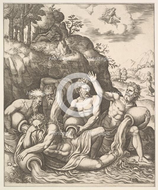 River gods consoling Peneus for the Loss of his Daughter, Daphne from 'The Story of Apo..., 1530-60. Creator: Master of the Die.
