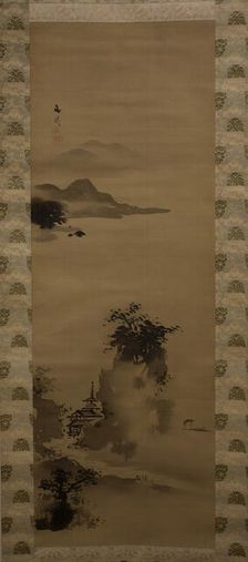 River Gorge with Waterfall. Creator: Tani Buncho