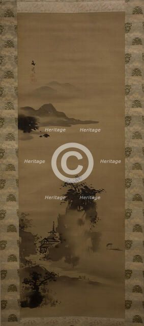 River Gorge with Waterfall. Creator: Tani Buncho.