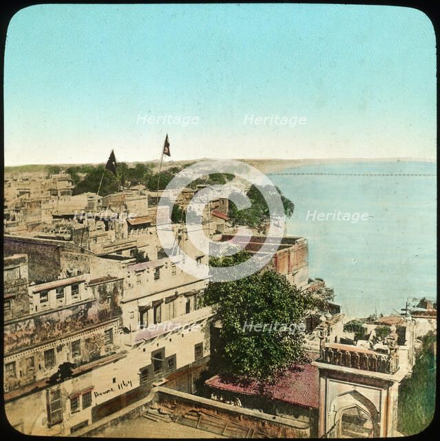 River Ganges from the Aurangzeb Mosque, Benares, India, late 19th or early 20th century. Artist: Unknown