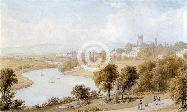 'River Dee and St John's Church', 19th century. Artist: William Westall