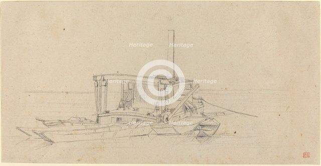 River Dredges and Lighters, probably c. 1850. Creator: Charles Meryon.