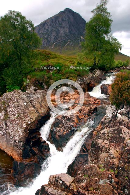River Etive and Buachaille Etive Mor, Glencoe, Highland, Scotland. Creator: Peter Thompson.