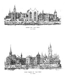 River facade and design for Old Paris, 1899