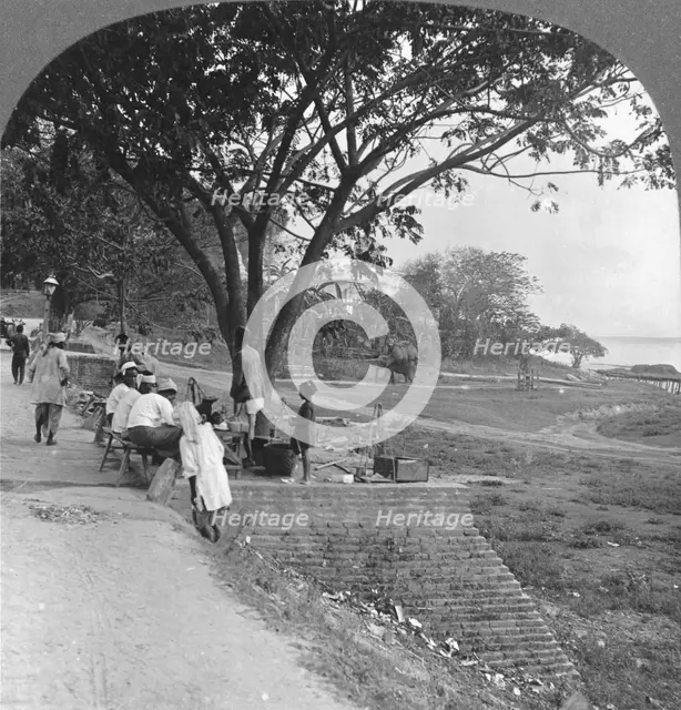 River front and bank, Bhamo, Burma, 1908. Artist: Stereo Travel Co