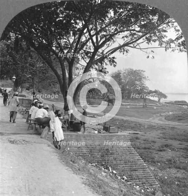 River front and bank, Bhamo, Burma, 1908. Artist: Stereo Travel Co