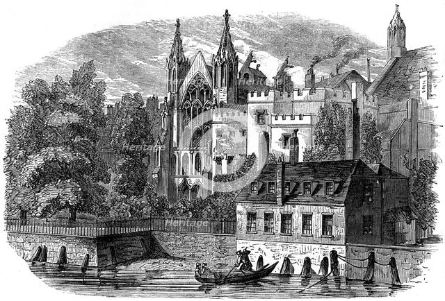 River front of the old House of Peers (House of Lords), London, 19th century. Artist: Unknown