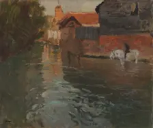 River in northern France, probably 1898. Creator: Frits Thaulow
