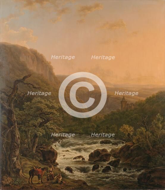 River in the Ardennes at Sunset, 1821. Creator: Henri van Assche.