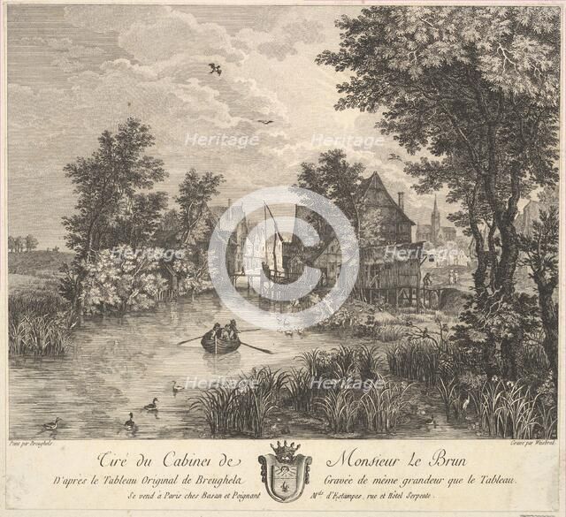 River Landscape after the painting in the cabinet of Mr. Poullain, 1780. Creator: JF Borgnet.