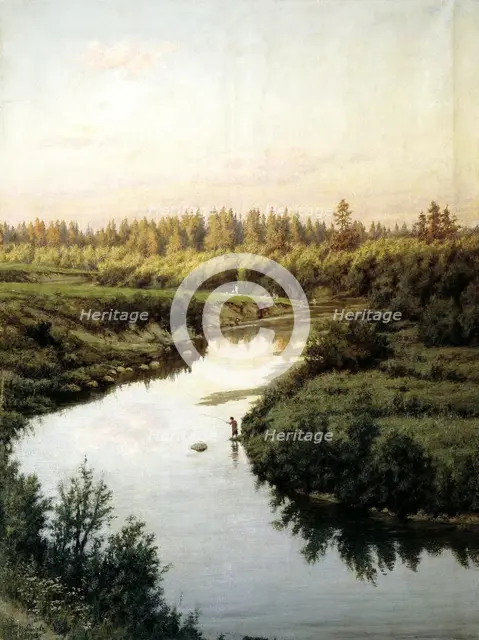 River landscape. Artist: Briullov, Pavel Alexandrovich (1840-1914)