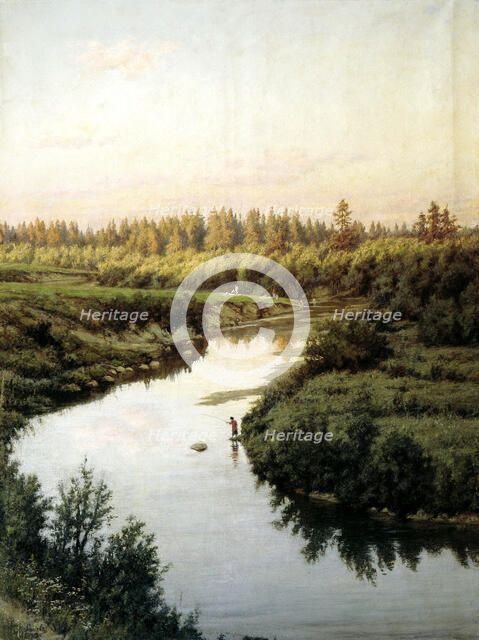 River landscape. Artist: Briullov, Pavel Alexandrovich (1840-1914)
