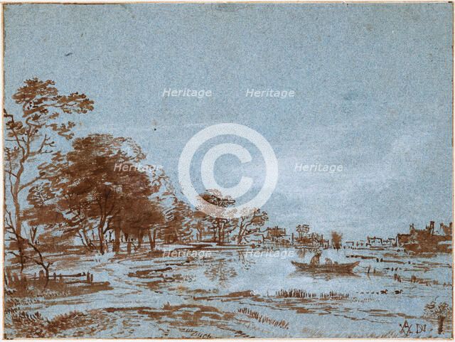 River Landscape by Moonlight, c. 1650-1660. Artist: Neer, Aert, van der (1603-1677)