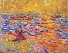 River landscape, c. 1907. Creator: Max Pechstein