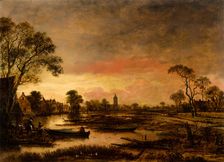 River Landscape, c1630-1670. Creator: Aert van der Neer