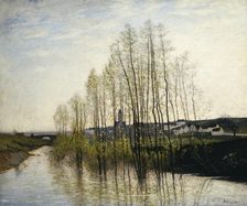 River Landscape, Champagne, 1876. Creator: Carl Fredrik Hill