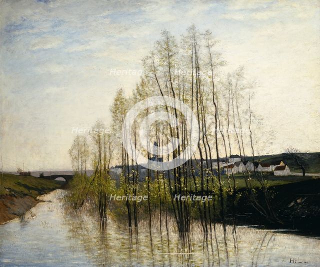 River Landscape, Champagne, 1876. Creator: Carl Fredrik Hill.