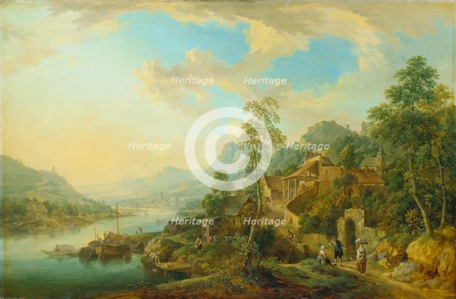 River Landscape in the Morning Light, c1760-1770. Creator: Christian Georg Schutz.