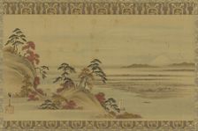 River landscape: red foliage and Mount Fuji, Edo period, mid 19th century. Creator: Utagawa Hiroshige II