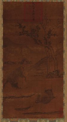 River Landscape: Two Water Buffaloes and a Napping Herd-boy, 1368-1644. Creator: Unknown