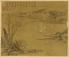River landscape: trees and houses in the foreground, Possibly Yuan dynasty, 1279-1368. Creator: Unknown