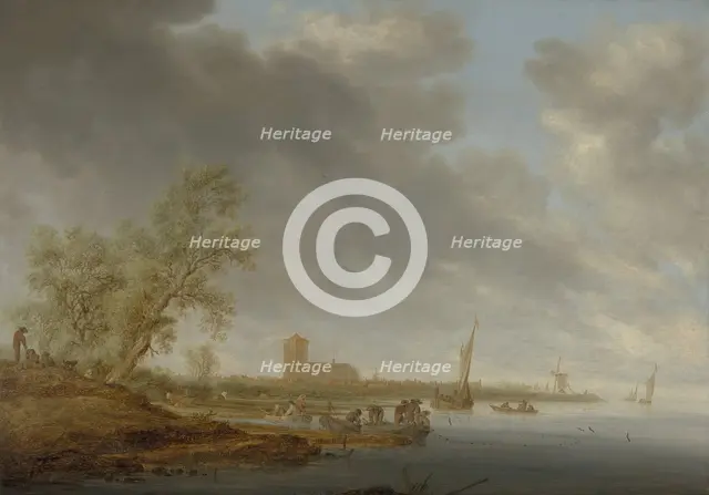River Landscape with a View of Naarden, 1642. Creator: Salomon Ruysdael.