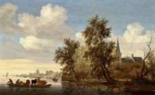 River Landscape with a Ferry, 1650. Creator: Salomon Ruysdael