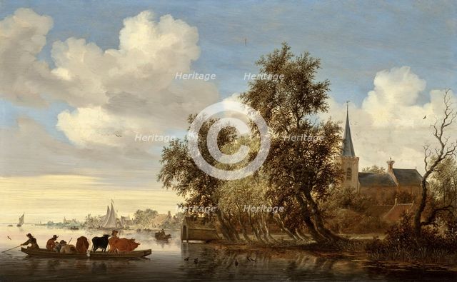 River Landscape with a Ferry, 1650. Creator: Salomon Ruysdael.