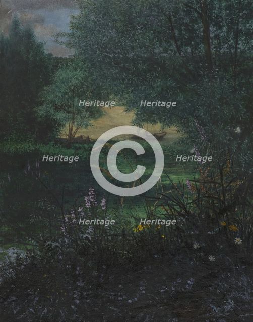 River Landscape with a Fisherman, 1865. Creator: Leon Bonvin.