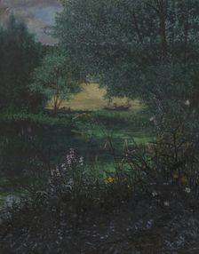 River Landscape with a Fisherman, 1865. Creator: Leon Bonvin