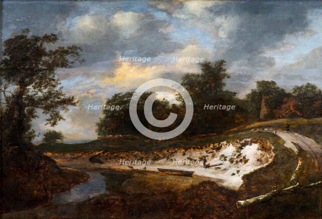 River Landscape with a High Sandy Bank, 1647. Creator: Jacob van Ruisdael.