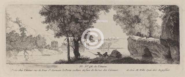 River Landscape with an Angler, 1773. Creator: Antoine de Marcenay Ghuy.