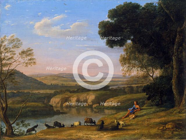 River landscape with Goatherd. Artist: Lorrain, Claude (1600-1682)