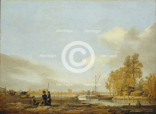 River Landscape with Footbridge, c1641. Creator: Aelbert Cuyp.