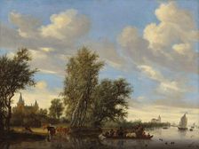 River Landscape with Ferry, 1649. Creator: Salomon Ruysdael