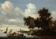 River Landscape with Ferry, 1649. Creator: Salomon Ruysdael