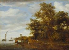 River Landscape with Ferry, 1664. Creators: Jan van Goyen, Aert van der Neer