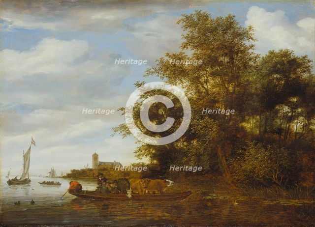 River Landscape with Ferry, 1664. Creators: Jan van Goyen, Aert van der Neer.