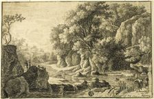 River Landscape with Figures, n.d. Creator: George Frederick Rosenberg