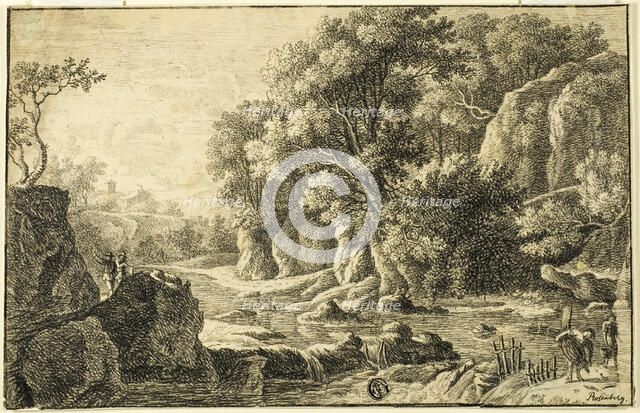 River Landscape with Figures, n.d. Creator: George Frederick Rosenberg.