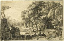 River Landscape with Figures, n.d. Creator: George Frederick Rosenberg