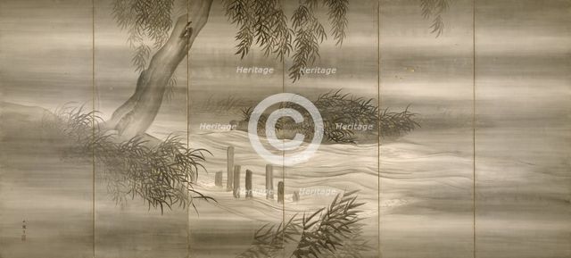 River Landscape with Fireflies, 1874. Artist: Bunrin, Shiokawa (1808-1877)