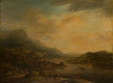 River Landscape with Mule Drover, 1750. Creator: Christian Georg Schutz