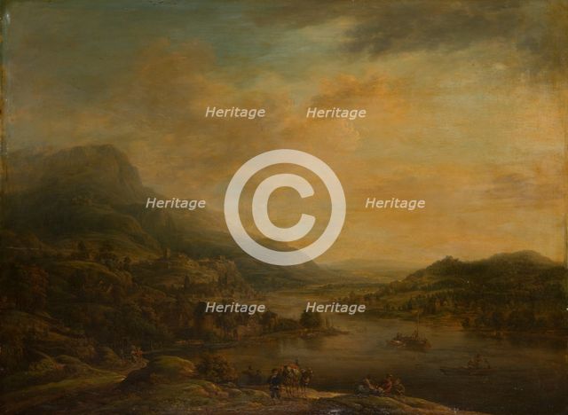 River Landscape with Mule Drover, 1750. Creator: Christian Georg Schutz.