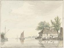 River landscape with sailing boats, 1733-1784. Creator: Hendrik Spilman