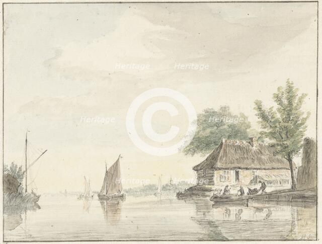 River landscape with sailing boats, 1733-1784. Creator: Hendrik Spilman.